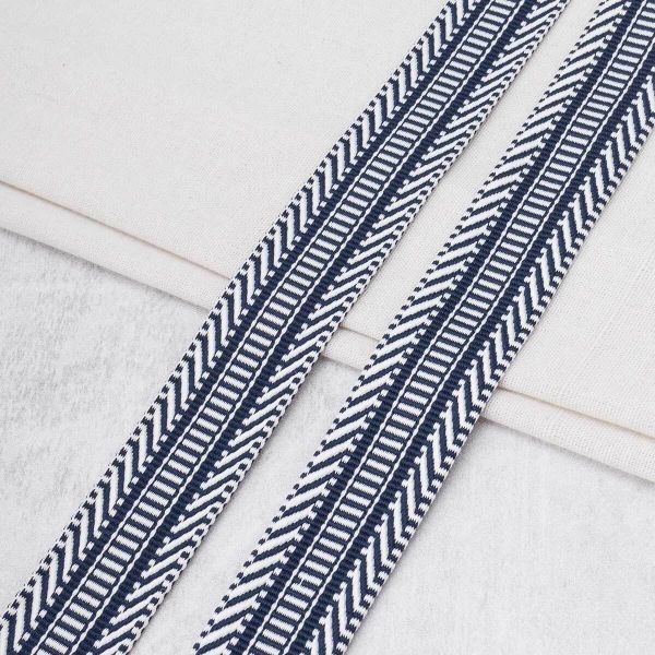 Стропа (ременная лента) 38 мм / 3 метра, [40 г/пог.м], с принтом 2-сторонняя, T021 т.синий/белый), 3Al352