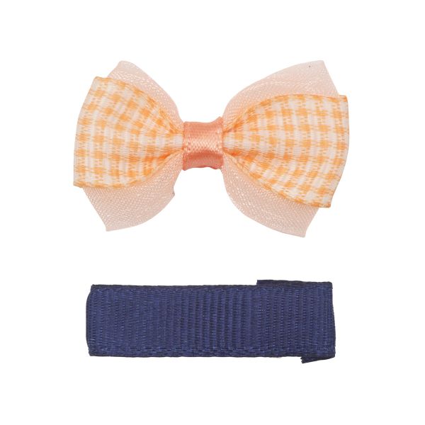 Набор бантик и заколка, мини 36мм/35мм, персик/синий