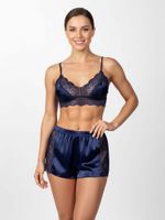 Атлас стрейч для нижнего белья 107 г/м², 125 см / 25 метров, 0180 цв.061(05) темно-синий