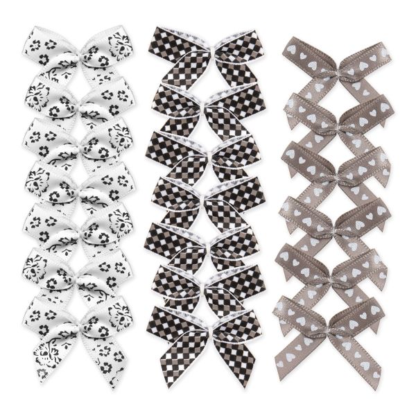 Набор текстильных бантиков, 100 шт, 206 бежево- черный, Annet BDR