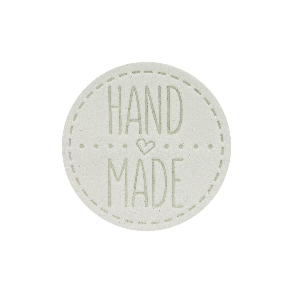 Термоаппликация из кожи Hand Made D4,5см, 100% кожа, 44 белый