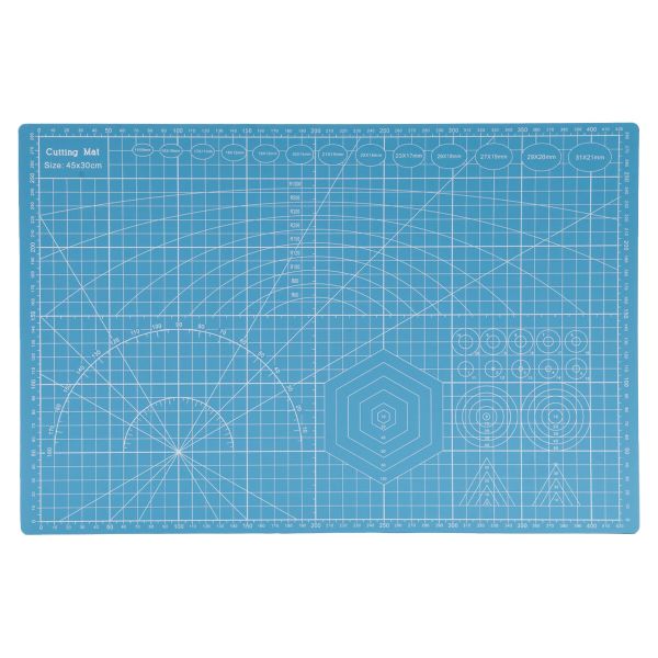 Коврик (мат) для резки раскройный, 3-слойный, 30х45см A3, цв.синий, MTW006-2