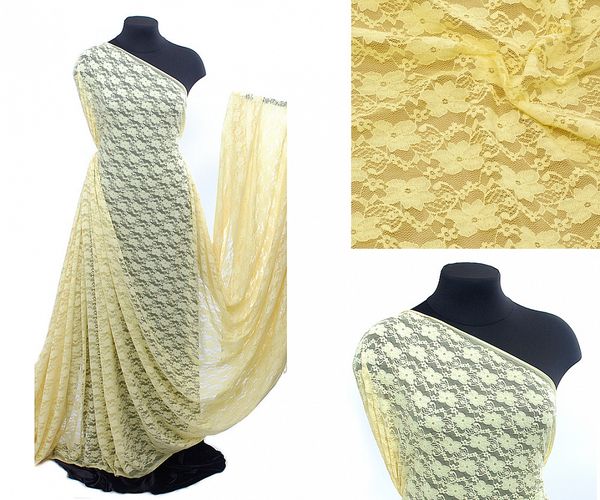 Ткань кружевная стрейч в нарезке арт.M903 150см 100 г/м², цв.124 св.желтый уп.2.7м