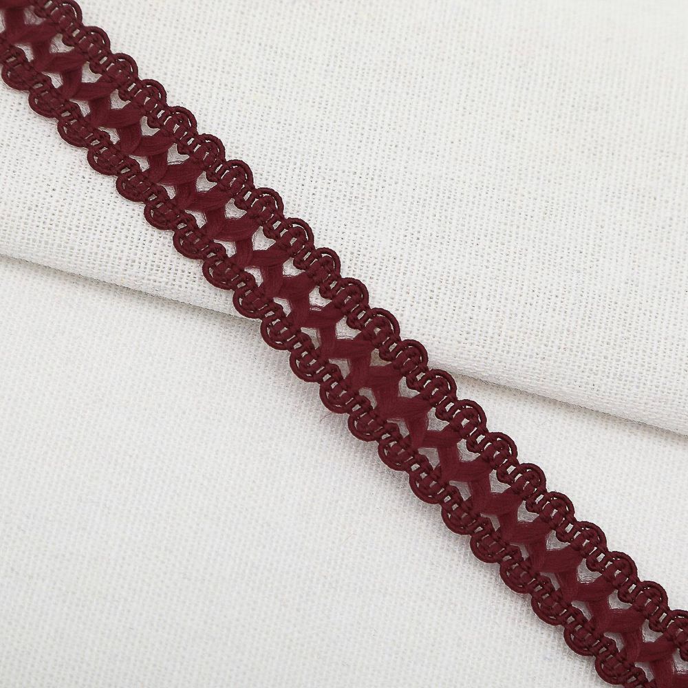 Тесьма отделочная вязаная 17 мм, 10 м, бордо