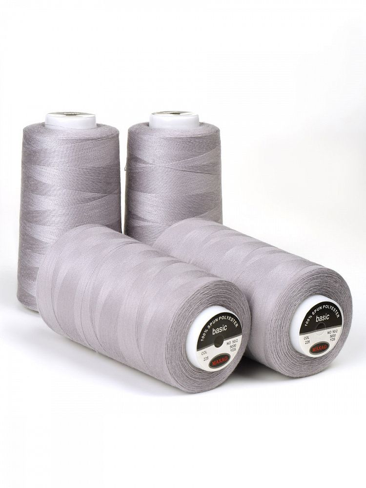 Нитки швейные Max 50/2, 4570 м (5000 ярд), 226 серый / 4 бобины Нитки швейные Max 50/2, 4570 м (5000 ярд), 226 серый / 4 бобины