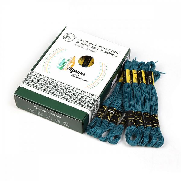 Мулине ПНК им.Кирова цв.3410 зеленый, 24 мотка по 8 метров