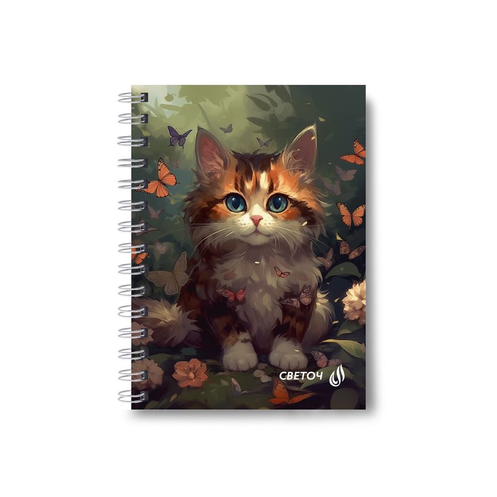 Записная книжка на гребне A6 120 л., 4 шт, клетка, Муркоша 01183, Светоч ЗК110