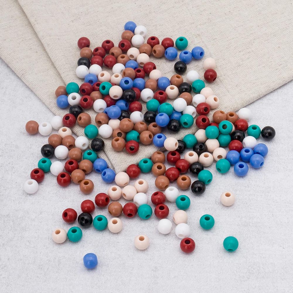 Бусины пластик ⌀8 мм, 50 г, микс цвета, круглые, Astra&Craft (микс), 1AL121-2