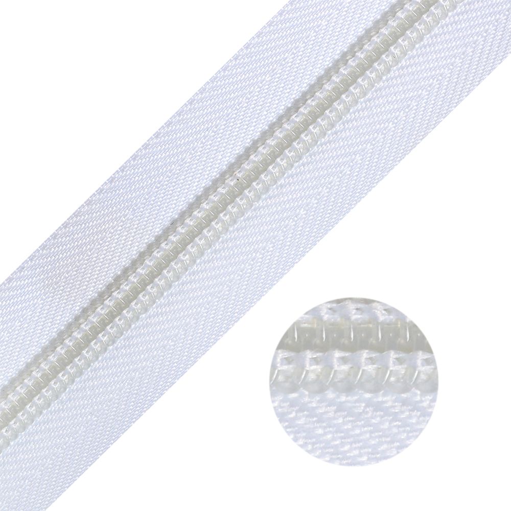 Молния рулонная спираль (витая) Т5 (5 мм) / 200 метров, F101 белый, Mzipp