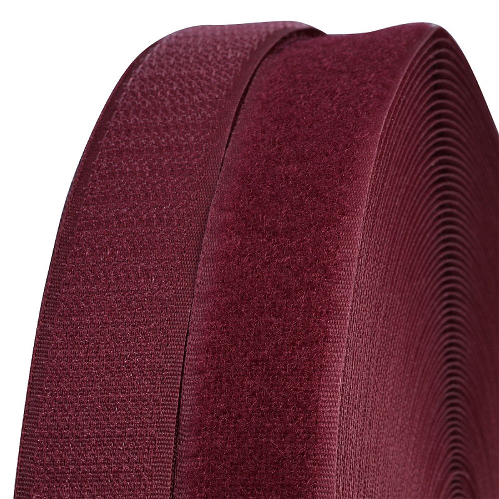 Лента контактная липучка (велкро) пришивная 50 мм / 25 метров, F179 т.бордо, /петля/, кач."B" /TOS/