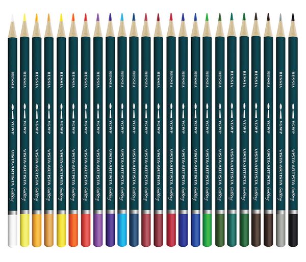 Карандаш акварельный набор заточенный 4х24 цв, Vista-Artista Gallery VGWP-24