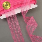 Кружево отделочное в стиле "трикотаж" 40 мм, 150-1 цв.218A ярк.розовый уп.27,4м