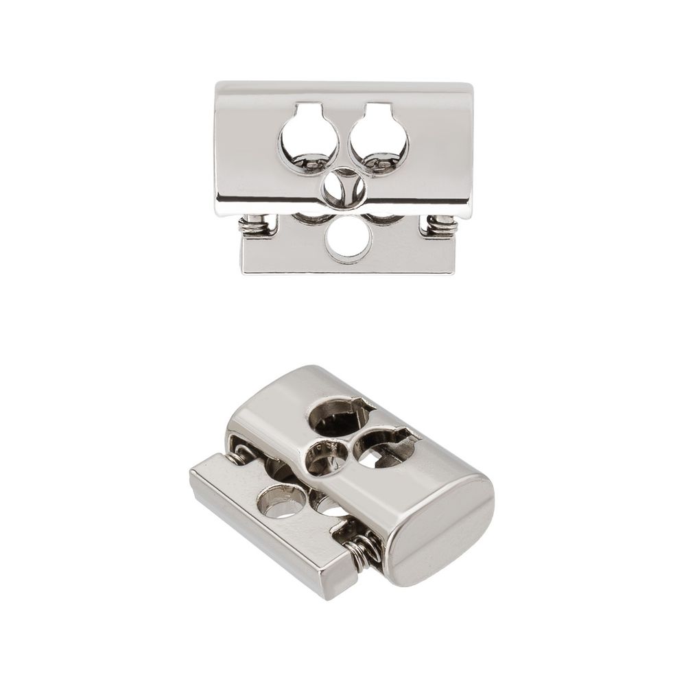 Фиксатор (зажим) для шнура металл 3 отв., ⌀4.0 мм (18.8х14 мм), никель, ГУБ13921, 10 шт