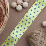 Лента атласная с рисунком 25.0 мм / 3 метра, Звездочки (желтый), Globus