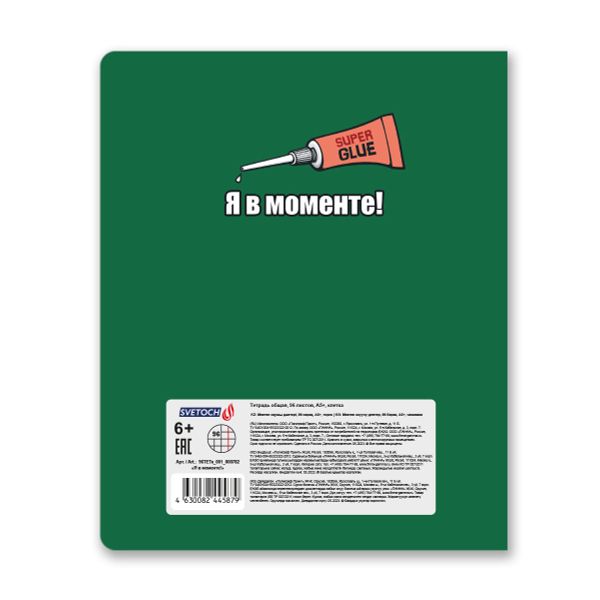 Тетрадь ученическая общая, A5+ 96 л. на скобе 60 г/м², белизна 100%, 5 шт, клетка в термоусадочной пленке, 000782 Я в моменте!, Светоч 96ТЕТк-001