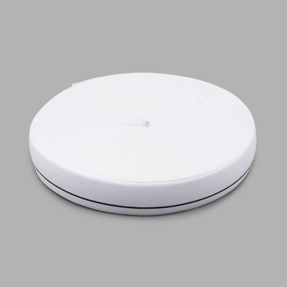 Резинка для мужских трусов и боксеров 30.0 мм / 25 метров, тканая мягкая, 21 г/м, белый/черный полоса