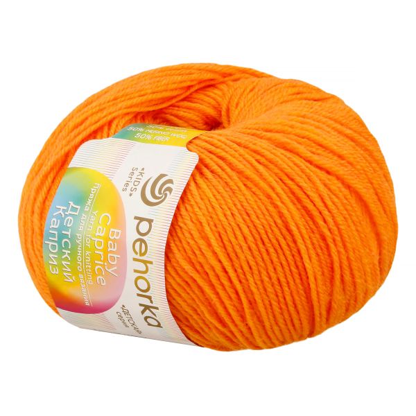 Пряжа Пехорка Детский каприз / уп.10 мот. по 50 г, 225 м, цв.485 желто-оранжевый