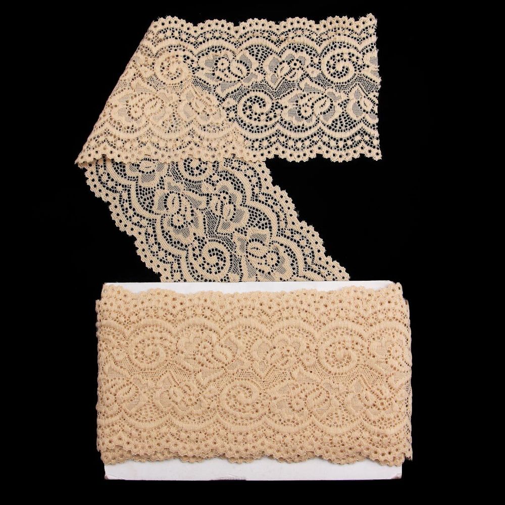 Кружево эластичное (стрейч) 100 мм / 3 метра, C180 бежевый