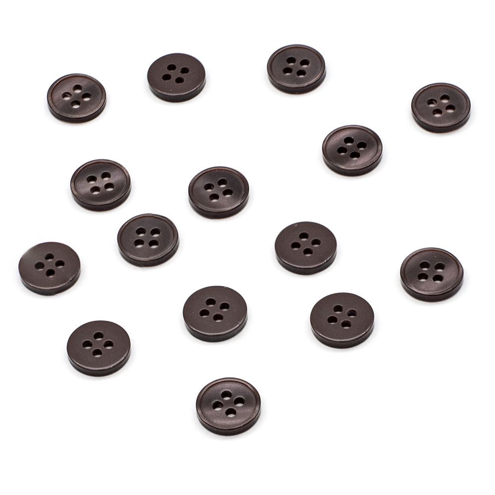 Пуговицы 4 прокола 18L, цв. т.коричневый Перламутр, 15 шт
