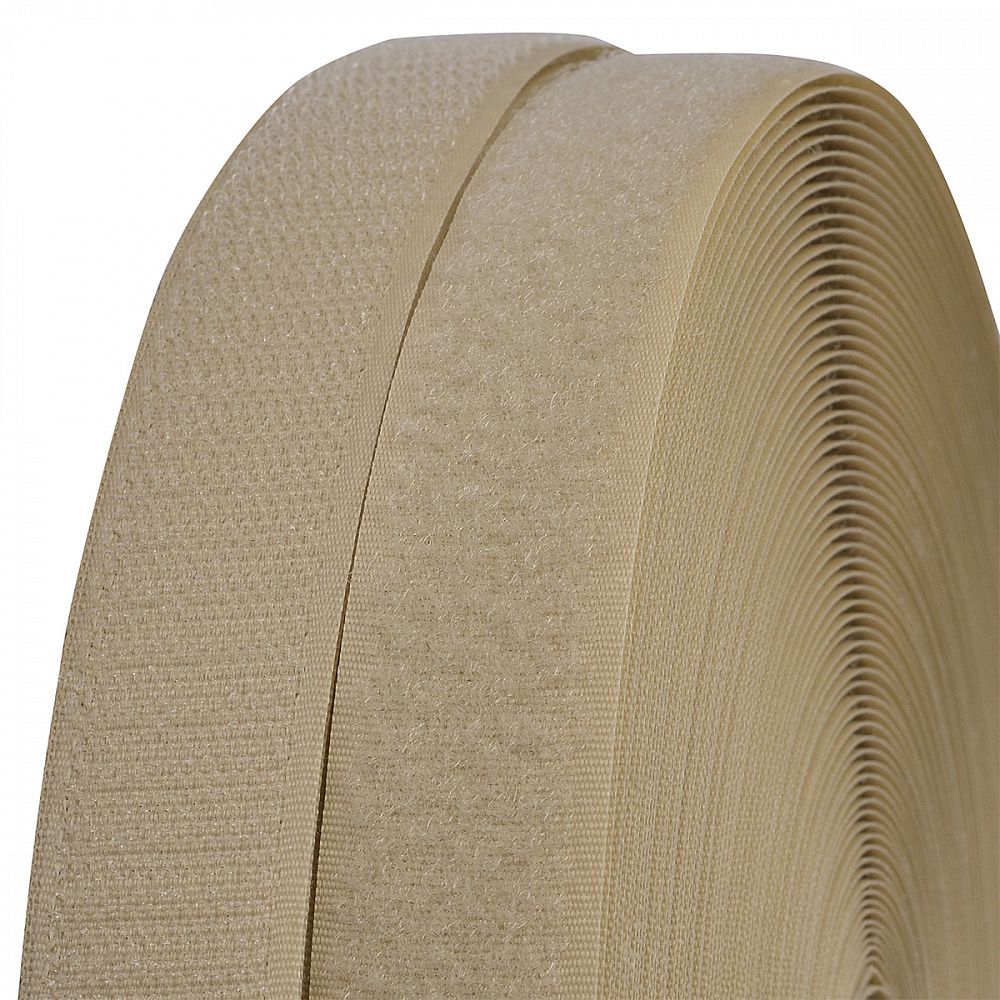 Лента контактная липучка (велкро) пришивная 25 мм / 25 метров, F308 бежевый, /петля/, кач."B" /TOS/