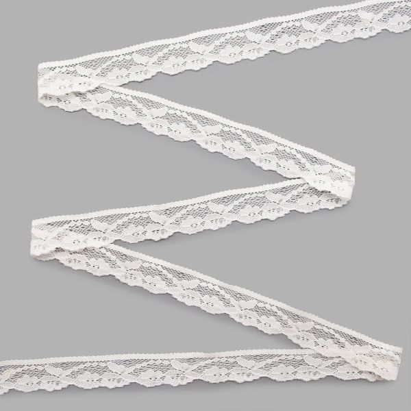 Кружево эластичное (стрейч) 25 мм / 13.71±10% метров, белый, LAEC-19173