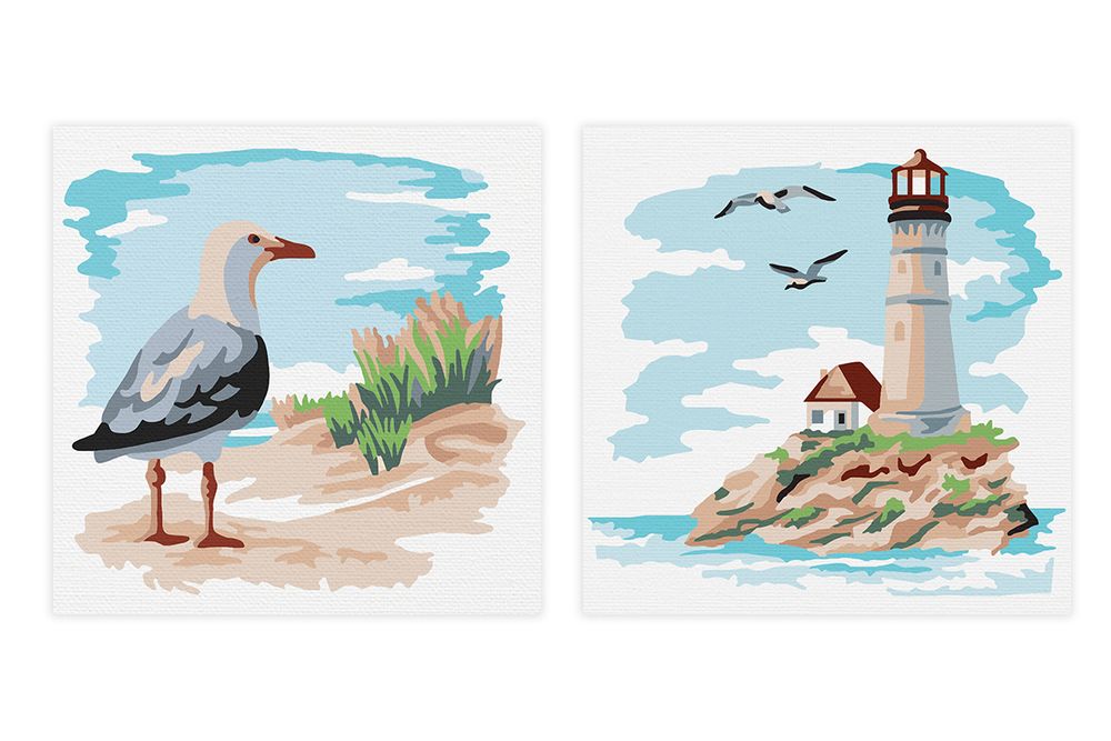 Картина по номерам Фрея PNBM-006, На морском берегу, (на магните) 9х9 см