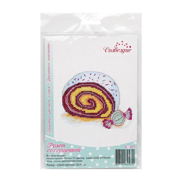 Набор для вышивания нитками Созвездие, Рулет со сгущенкой 12х10см