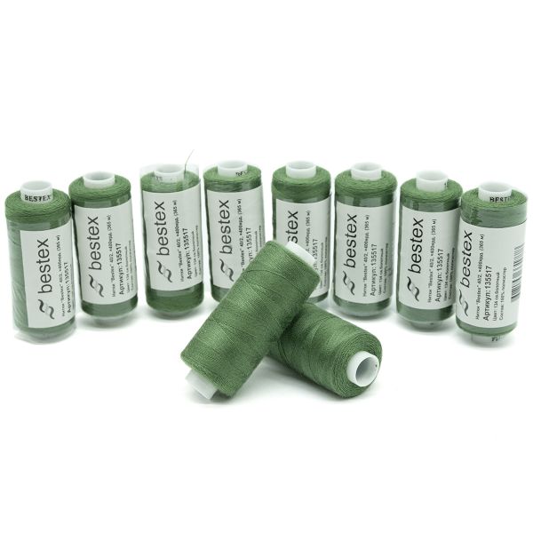 Нитки швейные бытовые Bestex 40/2, 365 м (400 ярд) / 10 кат., 134 болотно-зеленый