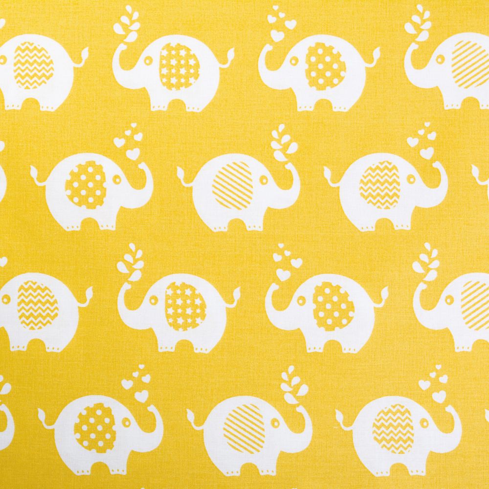 Ранфорс Слоники 130 г/м², шир.240 см, в нарезке, цв. желтый, WH 1855-v08, 10 метров /TOS/