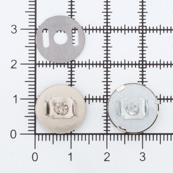 Кнопка магнитная металл ⌀14.0 мм, никель, 20 шт, S090662