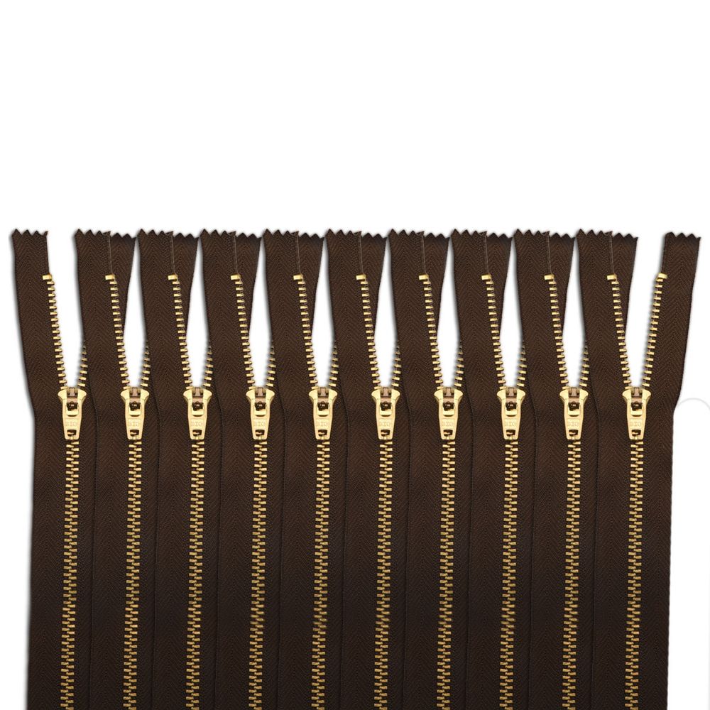 Молния металл джинсовая Т5 (5 мм) 1 зам., н/раз., 16 см, коричневый, 39098/16-3, 10 шт