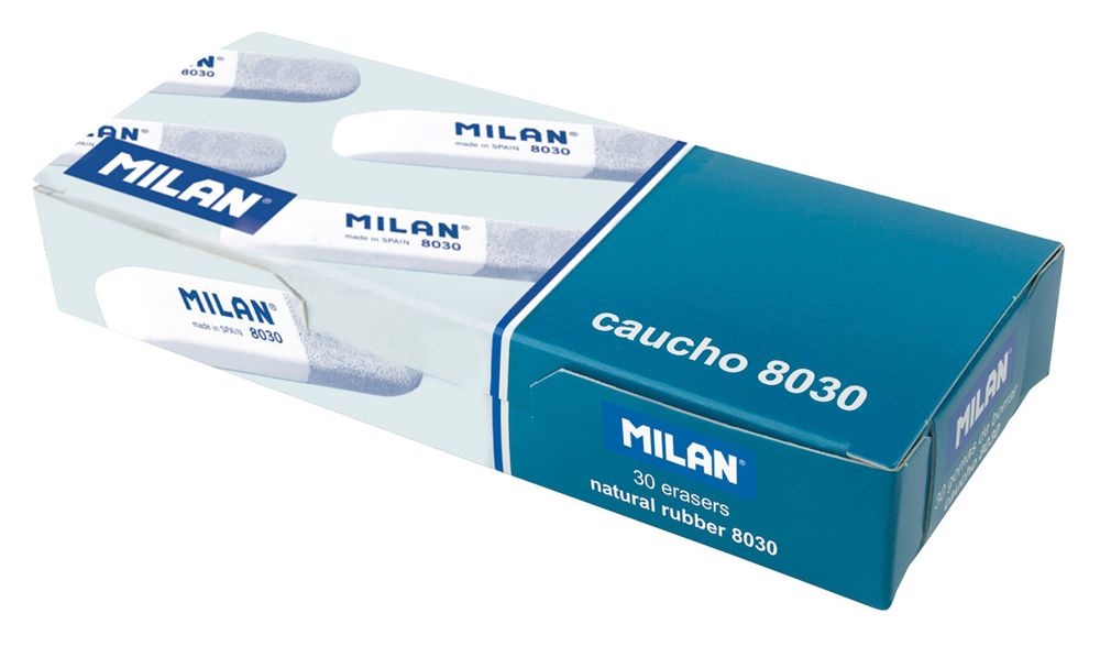 Ластик 8030 скошенный комбинированный 6х1,4х10,7 см, 30 шт, CCM8030BG бело-серый, Milan