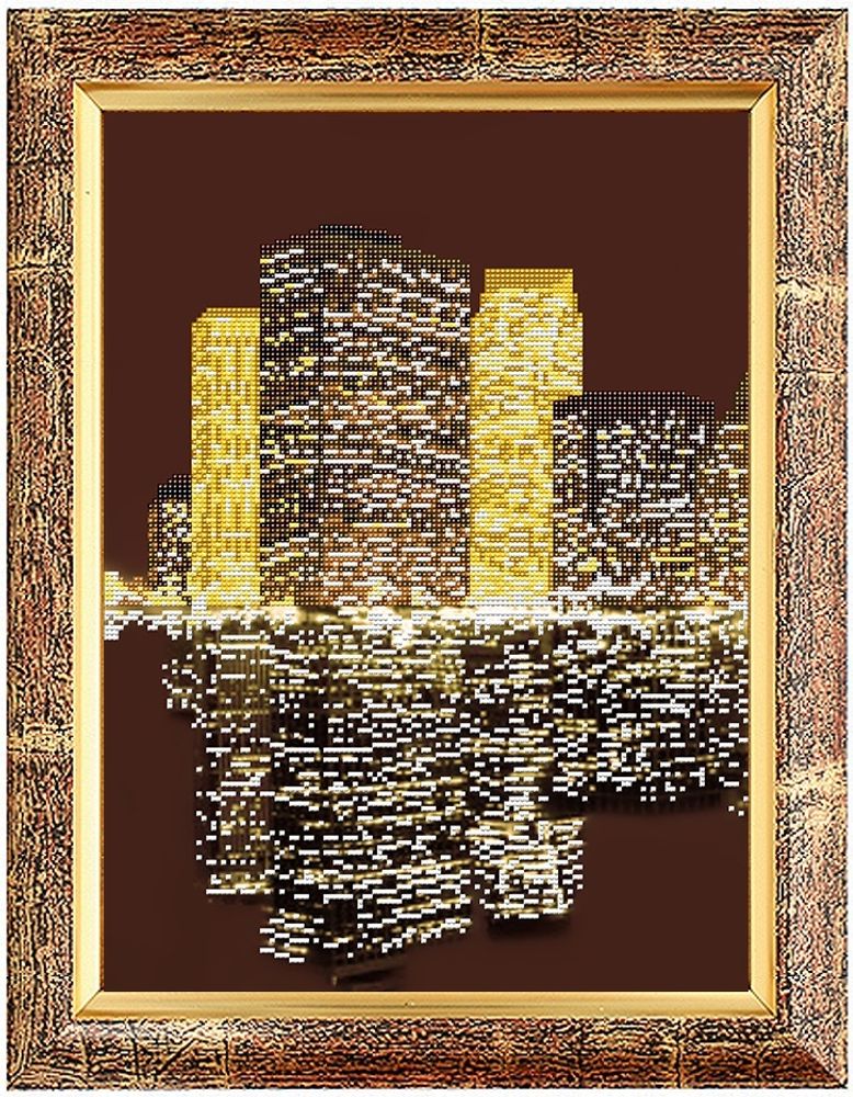 Рисунок для вышивания Славяночка (ткань), М-004 Ночной Город ч1 28х38 см