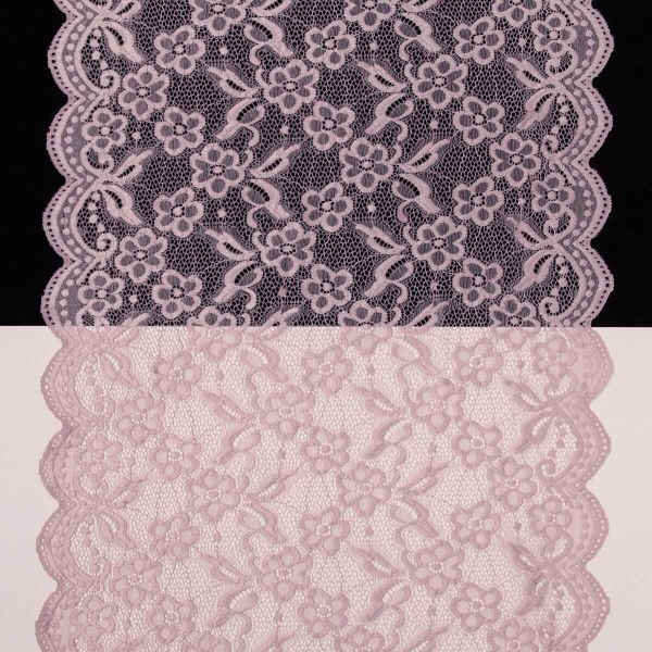 Кружево бельевое эластичное 400 мм / 13.72 м, цв. C344 пудровый