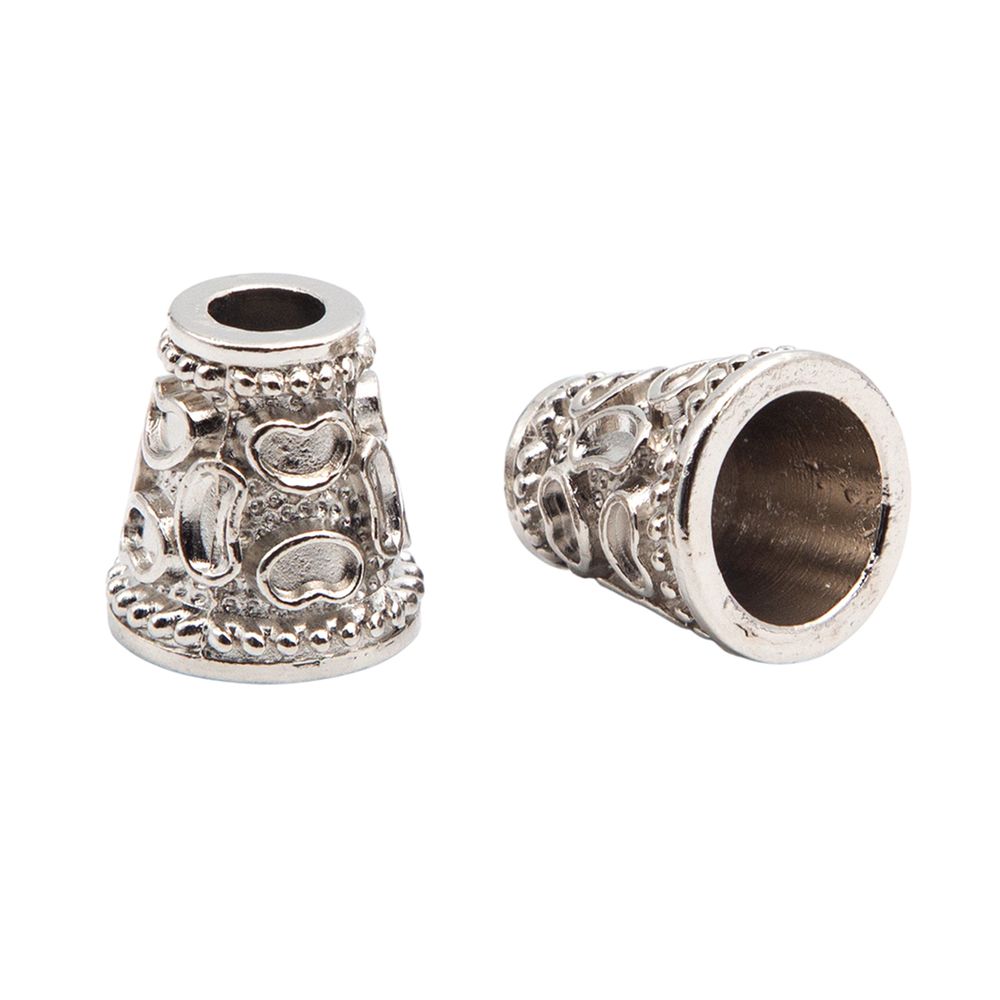 Наконечник для шнура металл колокол ⌀4,5/9 мм, 14х13 мм (никель), 20 шт