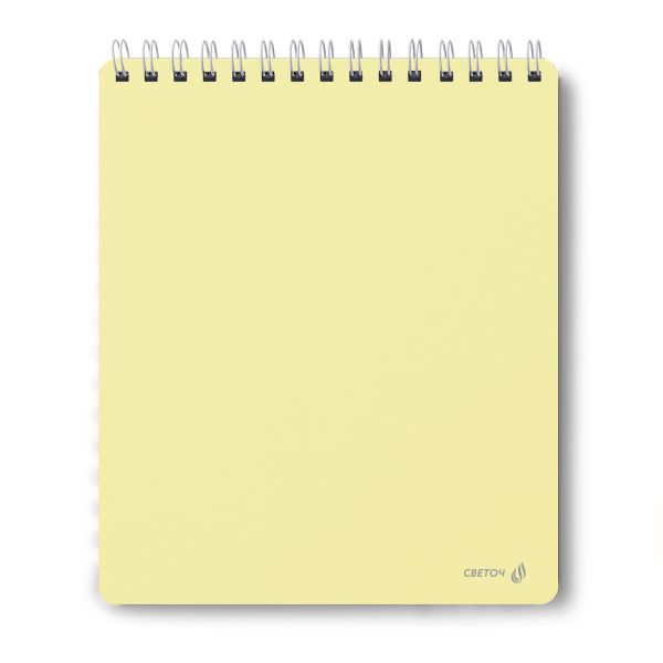 Блокнот с пластиковой обложкой, тиснение серебряной фольгой, 500 мкр, на гребне, A5 60 л., 4 шт, клетка, Ваниль 01038, Светоч 60Б29