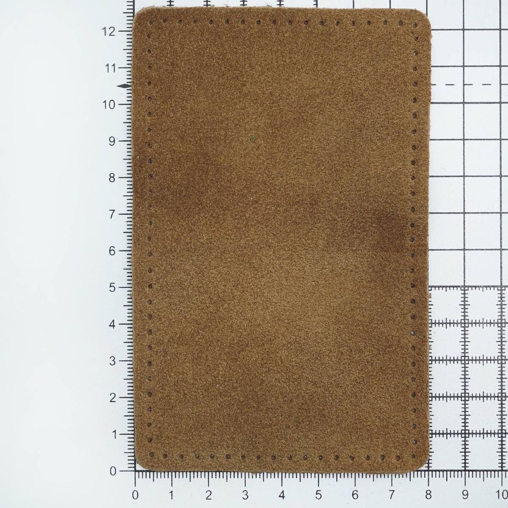 Заплатки пришивные из замши, прямоугольник 8х12,7см с перфорацией, 2 шт, 100% кожа, 32 кэмел, 59123