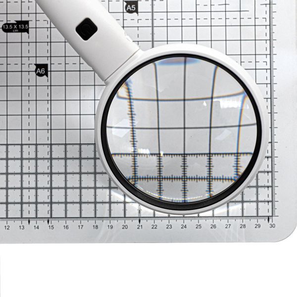 Лупа ручная 3.5х, диам. 90 мм, с подсветкой, 2 LED, цв. белый