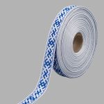 Лента (тесьма) жаккардовая 18.0 мм / 25 метров, Славянский орнамент Оберег, рис. 9711, белый / синий, С3771Г17