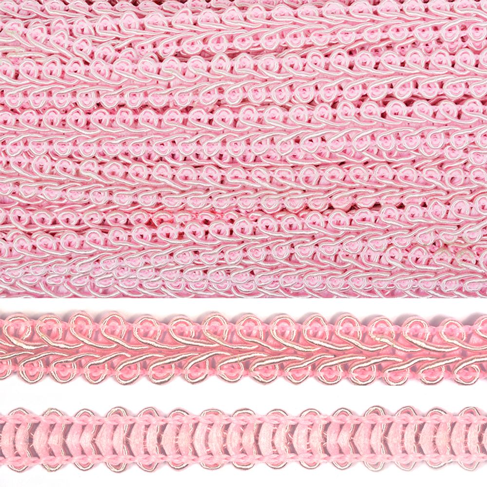 Тесьма в стиле шанель плетеная 12 мм 0384-0016 S070 грязно-розовый уп. 18.28м