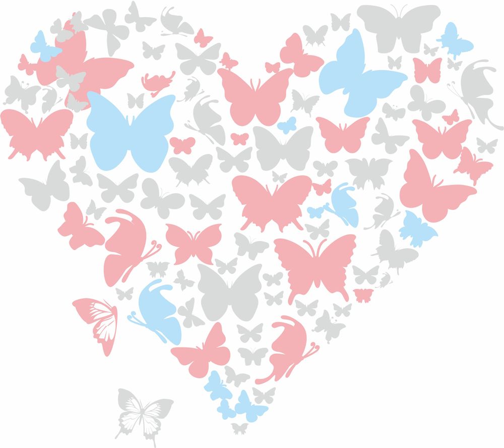 Термоаппликация Gamma Термотрансфер M №06, 1 шт, M-620 Сердце из бабочек 11.5х10 см