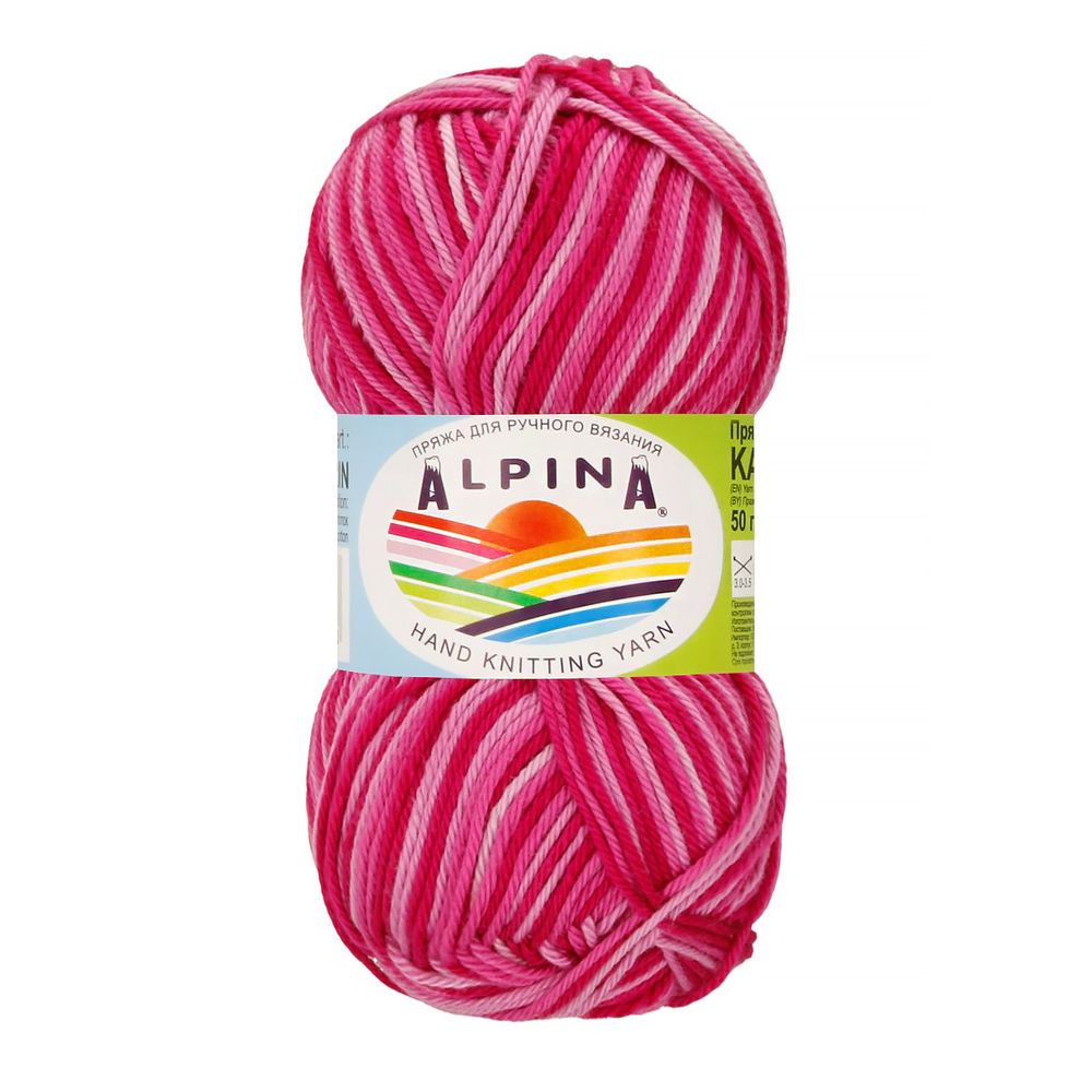 Пряжа Alpina Katrin / уп.10 мот. по 50г, 140м, 039 св.розовый-т.розовый-малиновый