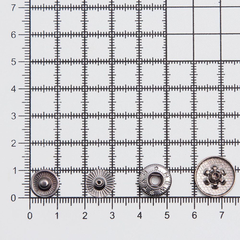 Кнопка Альфа (S-образная) ⌀15.0 мм, ≈50 шт, №54, Таблетка, МЕТАЛЛ, ответ. части 12.5 мм, чер.никель, NEW STAR