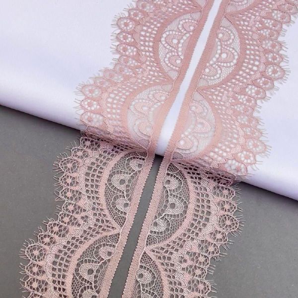 Кружево эластичное (стрейч) 60 мм / 2.7 метра, C344 пудровый, QYE-021