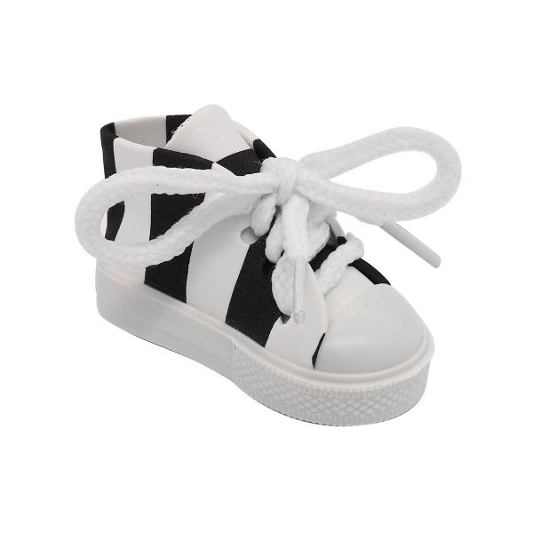 Кеды со шнурками полосатые для брелока 7х3,5х4см, черный-белый