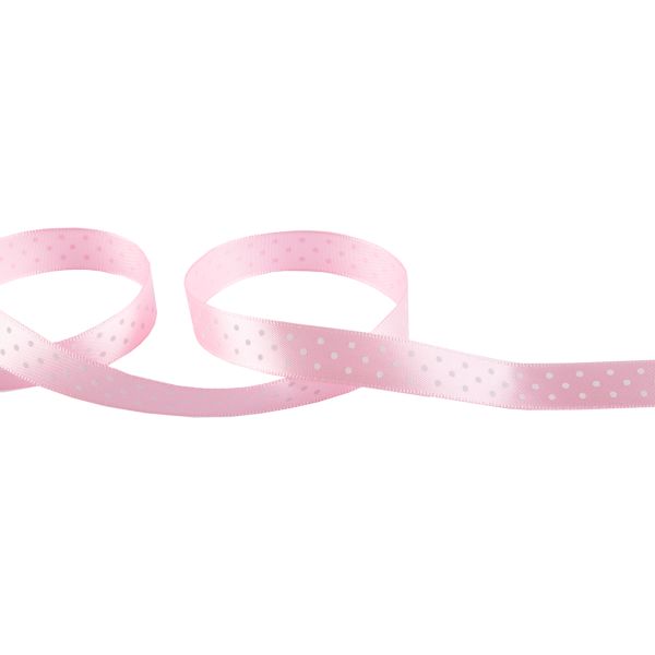 Лента атласная с рисунком 12.0 мм / 22.8 метров, D 067/001бл.-розовый/белый, Gamma ALP-121