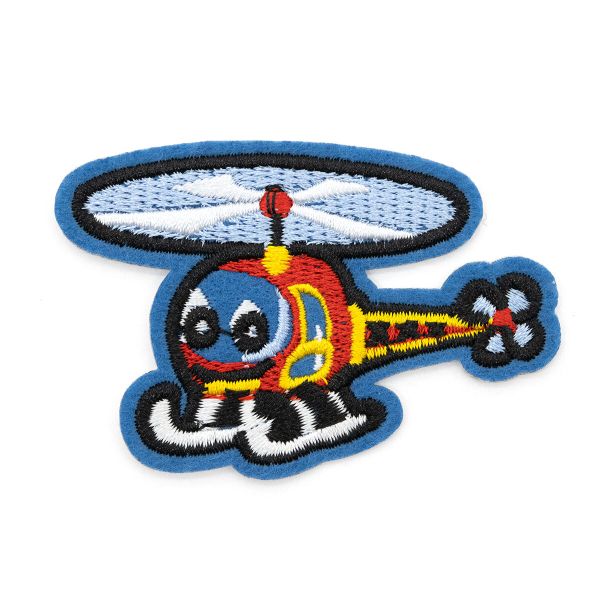 Термоаппликация Вертолёт с глазами, красно-синий/желтый, 5,0х6,8см, Hobby&Pro