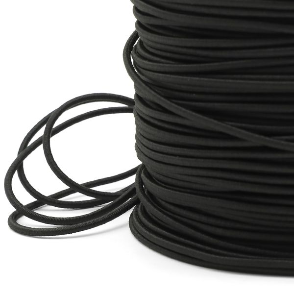 Резинка шляпная (шнур эластичный) ⌀2.5 мм / 100 метров, 14 черный