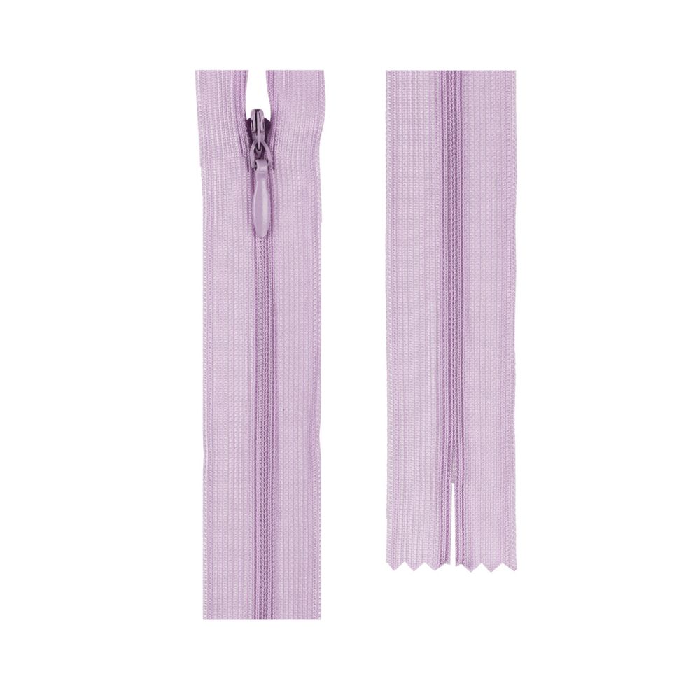 Молния спираль потайная плательная Т3 (3 мм) 1 зам., н/раз., 50 см, 10 шт, №162 св.сиреневый, Gamma G013P