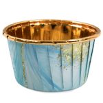 Формы для выпечки бумажные (усиленные с бортиком) 5 см, 5х3.9 см, 12 шт, №02 бирюзовый/ золото, S-Chief PPC-0009